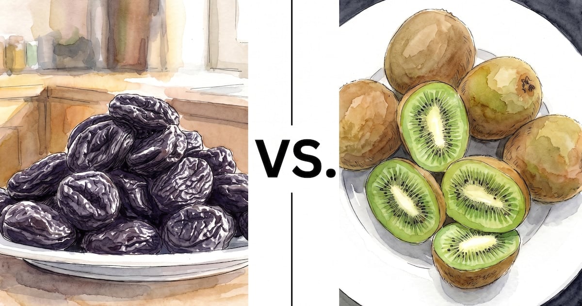 La pulseada silenciosa del kiwi y la ciruela pasa: dos frutas, dos caminos contra el estreñimiento crónico