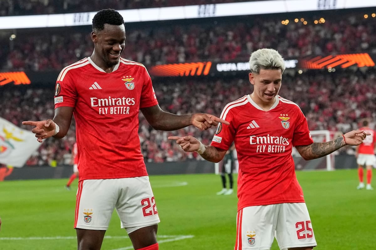 Jornada europea con sello argentino: Prestianni brilló en la goleada de Benfica y Hezze le dio el triunfo a Olympiacos